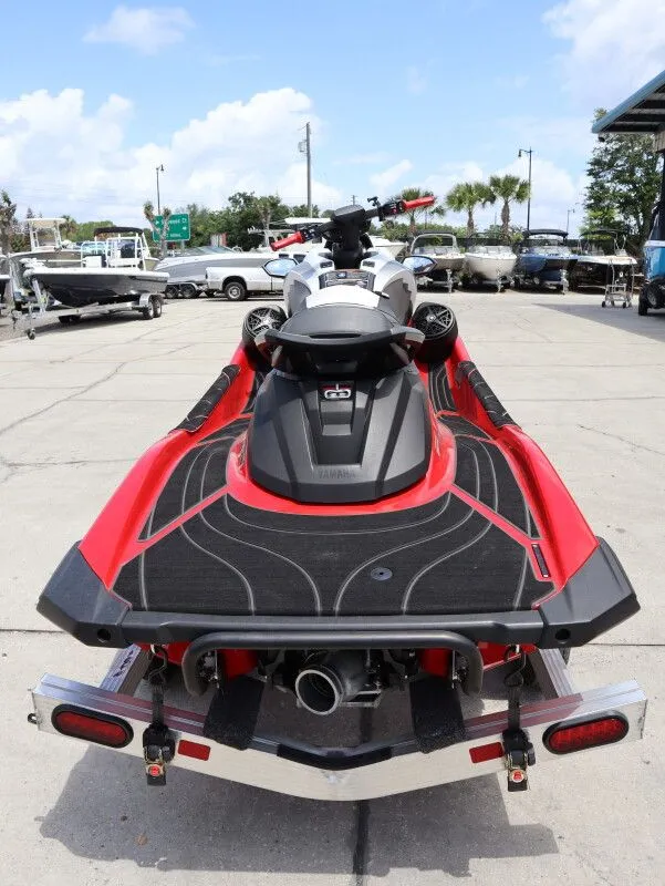 Slide: The Image of Red 2025 Yamaha GP 1900 HO jet ski on trailer. - 8