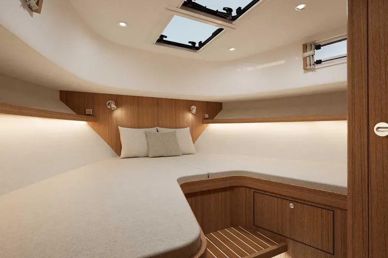 Slide: The Image of Luxurious cabin interior of 2027 Targa TARGA 37 yacht with modern wood finish. - 15