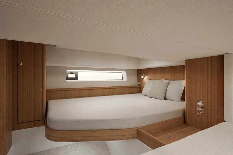 Slide: The Image of Luxurious cabin interior of 2027 Targa TARGA 37 yacht with modern wood finish. - 14