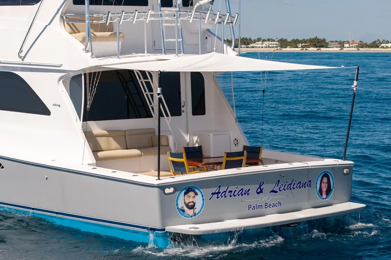 Slide: The Image of 2005 Viking 61 Enclosed Bridge yacht on ocean near Palm Beach. - 10