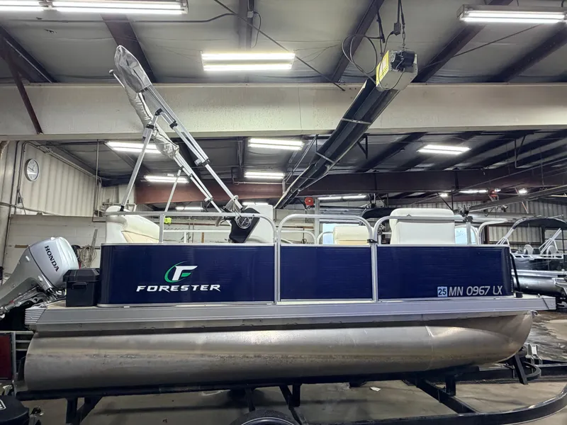 Slide: The Image of 2019 Forester 14' Fish n Fun Pontoon indoors. - 20