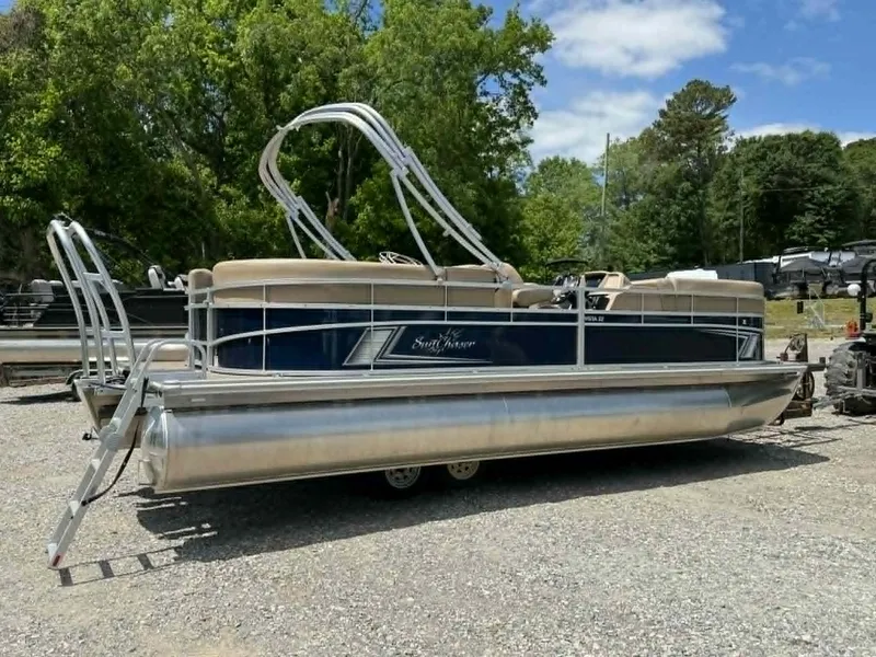 Slide: The Image of 2023 SunChaser Vista 22 LR pontoon boat on gravel lot. - 15