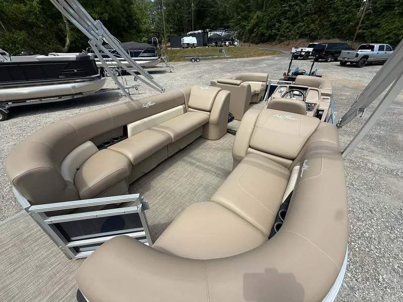 Slide: The Image of Interior view of SunChaser Vista 22 LR pontoon boat, 2023 model. - 8