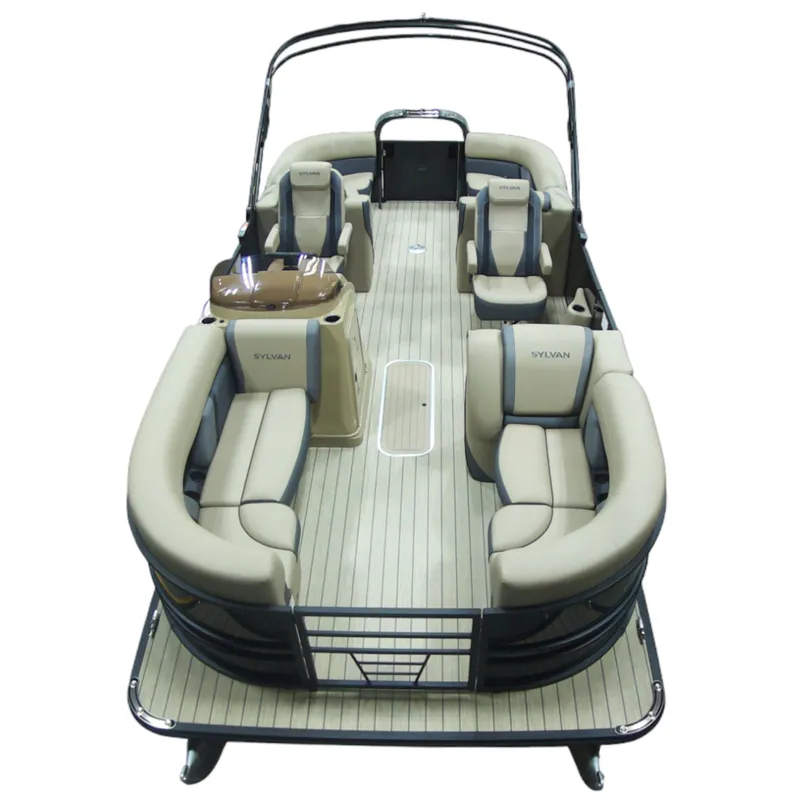 Slide: The Image of 2026 Sylvan Mirage X3 pontoon boat with luxurious seating and modern design. - 4