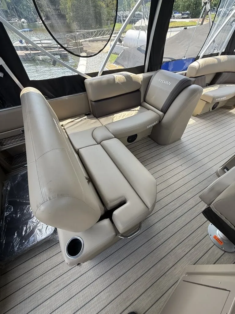 Slide: The Image of Interior of Sylvan Mirage 8524 Resorter 2025 with beige leather seating. - 4