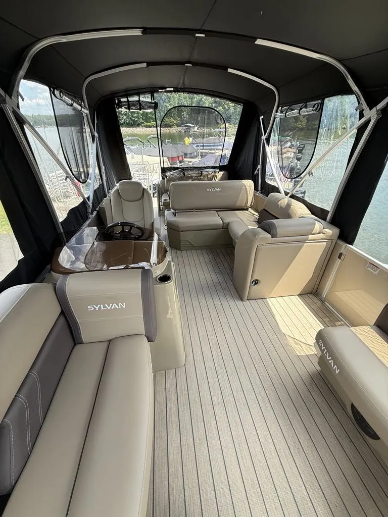Slide: The Image of Interior of 2025 Sylvan Mirage 8524 Resorter pontoon boat. - 8