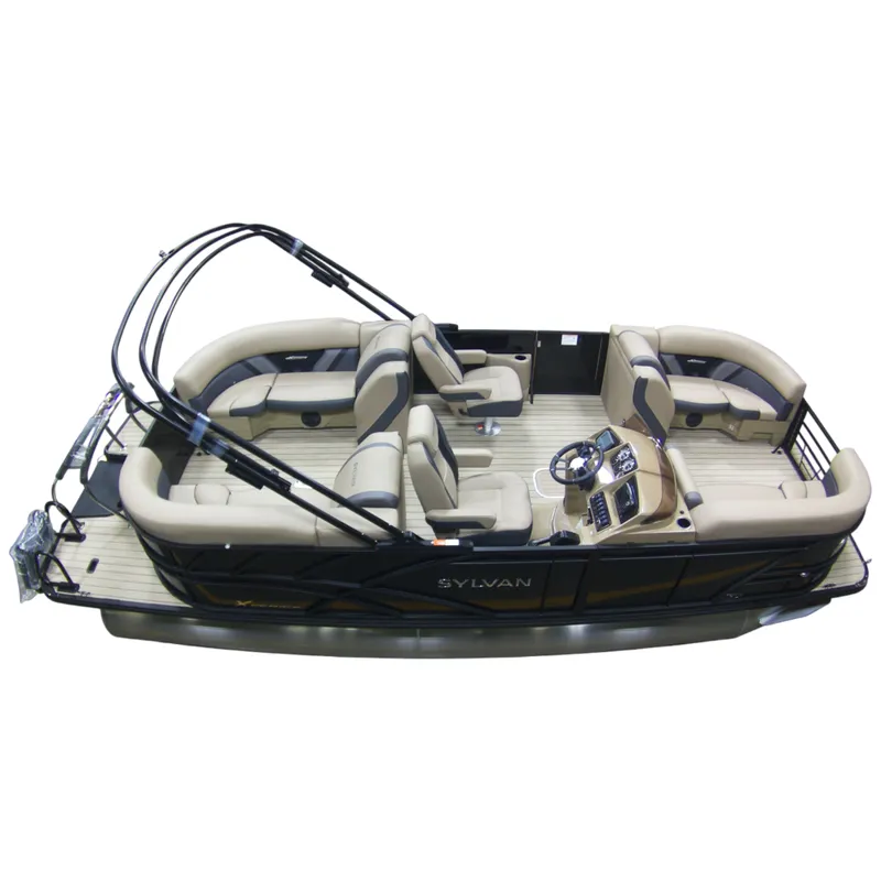 Slide: The Image of 2026 Sylvan Mirage X3 pontoon boat with luxurious interior seating. - 6