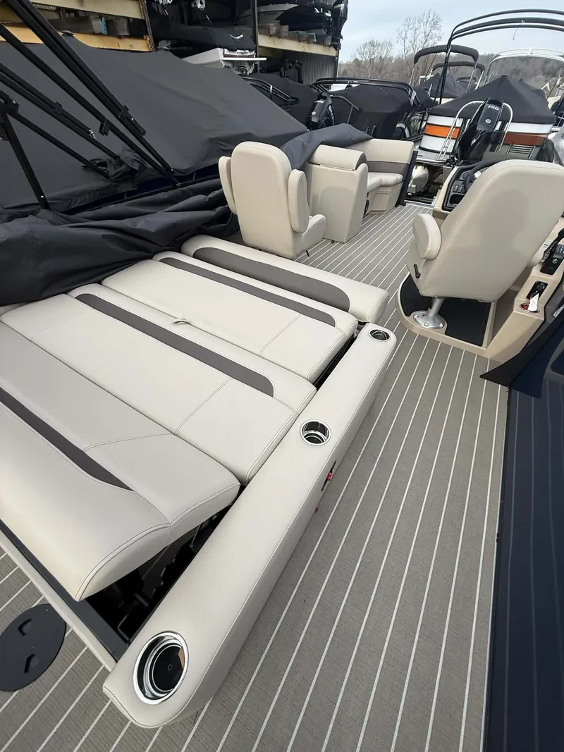 Slide: The Image of Interior of Bentley Pontoons 223 Swingback 2026 with luxurious seating. - 11