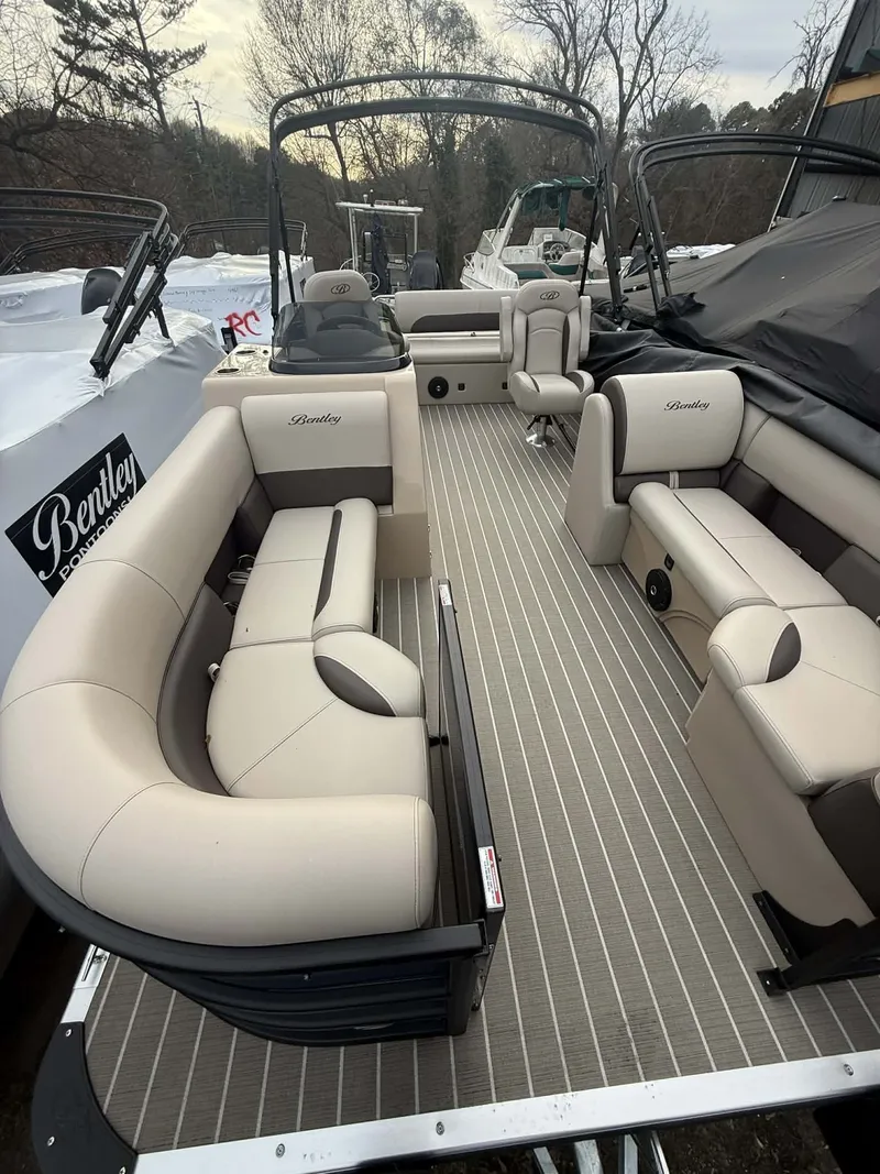 Slide: The Image of Interior of 2026 Bentley Pontoons 223 Swingback with luxurious seating. - 12