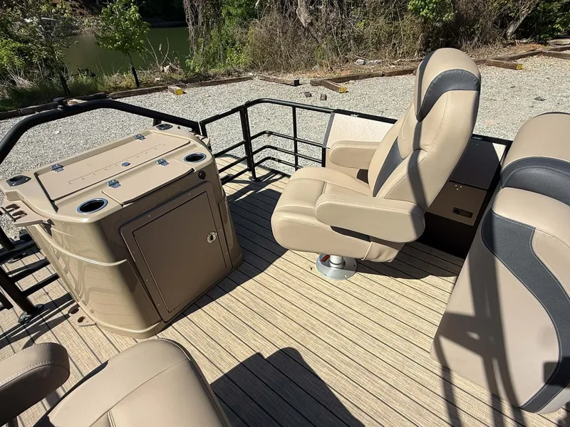 Slide: The Image of Interior of 2025 Sylvan L-3 Party Fish with beige seating. - 12