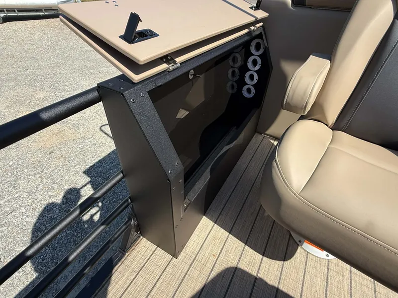 Slide: The Image of Interior of 2025 Sylvan L-3 Party Fish with seat and control console. - 19