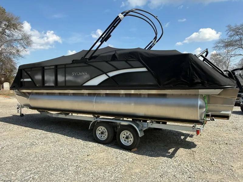 Slide: The Image of 2026 Sylvan L-3 LZ DH pontoon boat on trailer. - 19