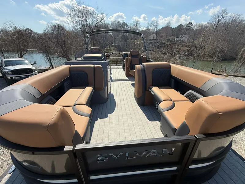 Slide: The Image of 2026 Sylvan L-3 LZ DH pontoon boat with luxurious seating. - 3