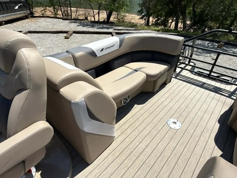 Slide: The Image of Starcraft SLS-3 2025 pontoon boat with luxurious seating. - 10