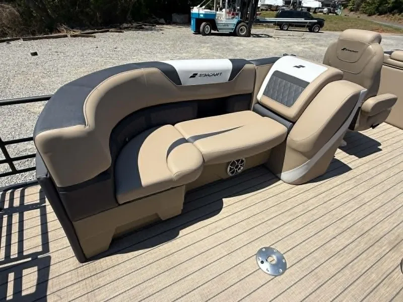 Slide: The Image of Luxurious seating in Starcraft SLS-3 boat, model 2025. - 28
