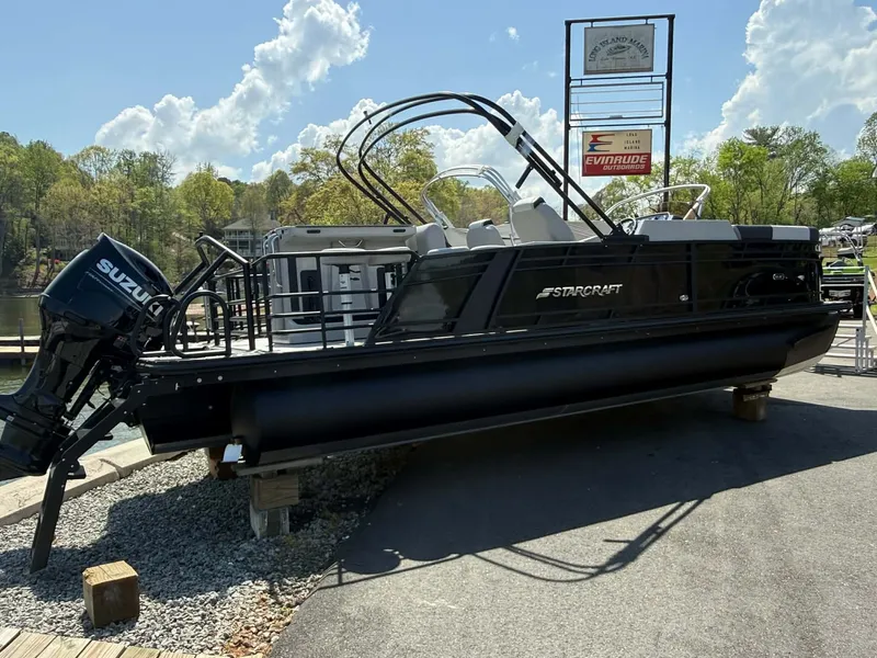 Slide: The Image of Starcraft SLS-3 DL DH Bar 2026 pontoon boat with Suzuki engine. - 12