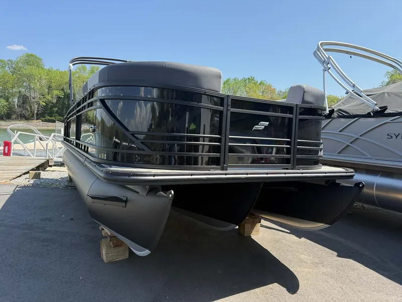 Slide: The Image of 2026 Starcraft SLS-3 DL DH Bar pontoon boat at dock. - 19