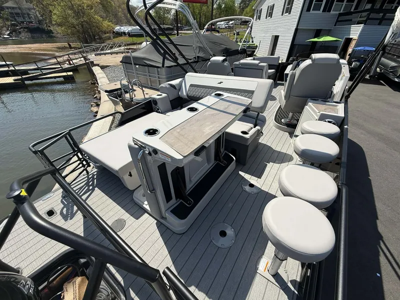 Slide: The Image of 2026 Starcraft SLS-3 DL DH Bar boat at dock. - 4