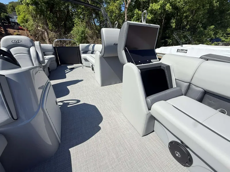Slide: The Image of Interior of 2026 Bentley Pontoons 223 Bolt with gray seating. - 21