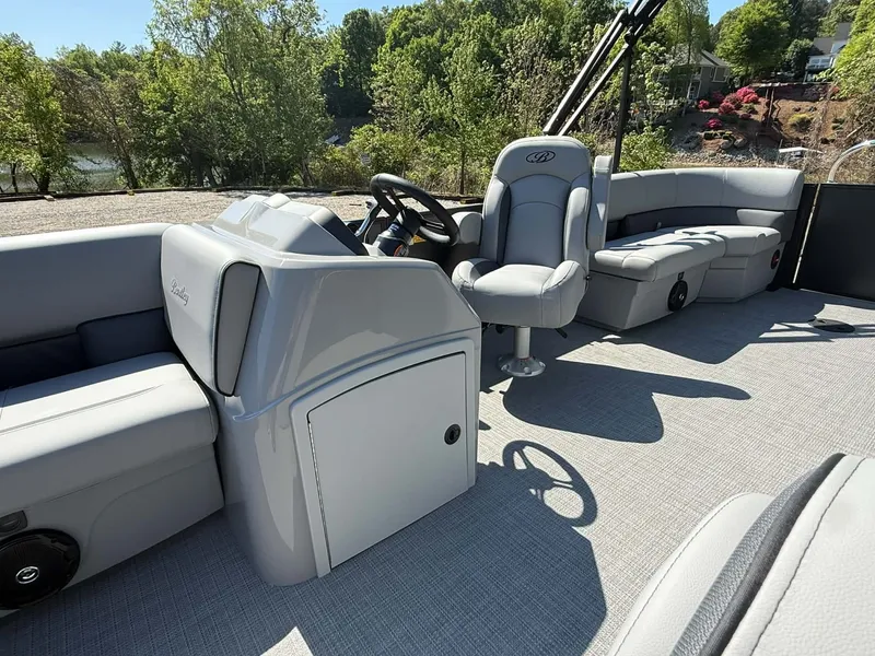 Slide: The Image of Interior of 2026 Bentley Pontoons 223 Bolt with gray seating. - 22