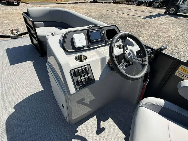 Slide: The Image of Interior of 2026 Bentley Pontoons 223 Bolt with steering console. - 3