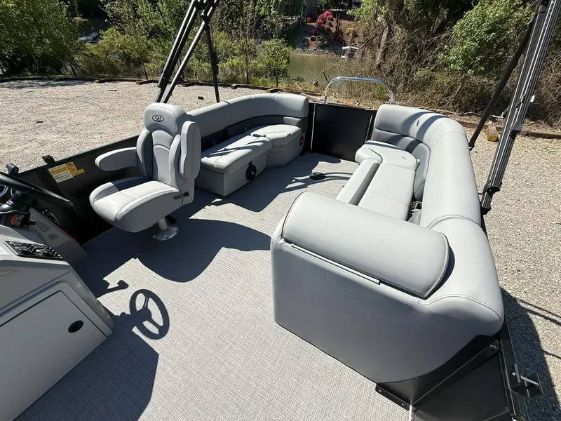 Slide: The Image of Interior of 2026 Bentley Pontoons 223 Bolt with gray seating. - 31