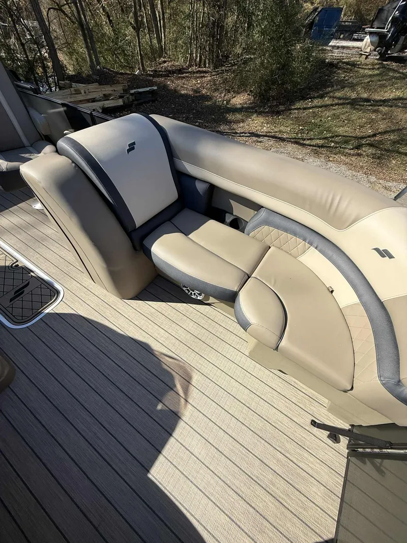 Slide: The Image of Luxurious seating in Starcraft EXS-3 DL boat, model 2026. - 18