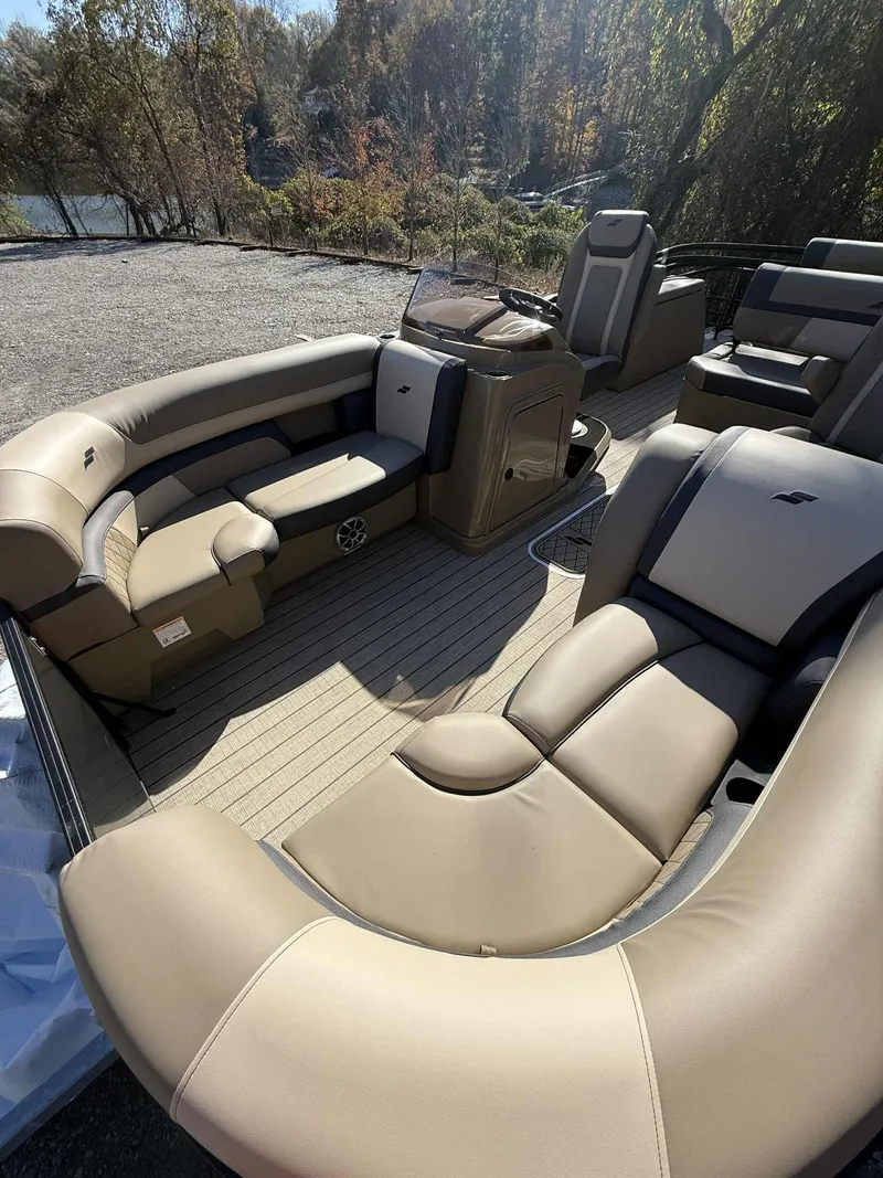 Slide: The Image of Luxurious interior of the 2026 Starcraft EXS-3 DL pontoon boat. - 6
