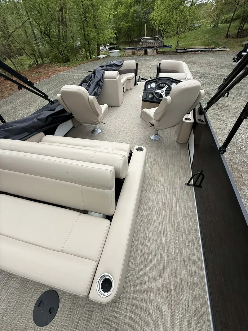 Slide: The Image of Interior of 2023 Bentley Pontoons Legacy 243 Swingback with luxurious seating. - 6