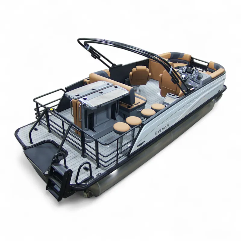 Slide: The Image of 2026 Sylvan L-3 DLZ DH BAR pontoon boat with bar and seating. - 4