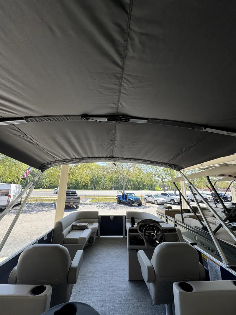 Slide: The Image of Interior view of Sweetwater EX2086SBX pontoon boat, model year 2026. - 16