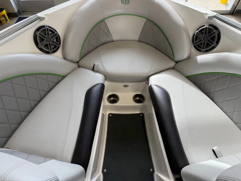 Slide: The Image of Interior of a 2015 MasterCraft X10 boat with speakers. - 19