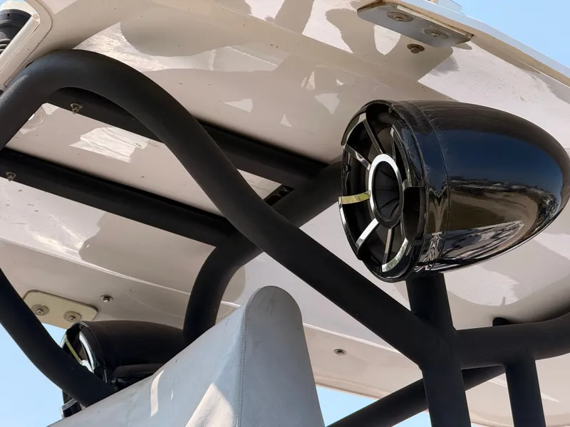 Slide: The Image of Speakers on a 2019 Scarab 255 Open ID boat. - 12