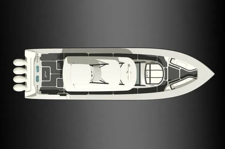 Slide: The Image of Manufacturer Provided Image: Top view of 2021 Yellowfin 54 Offshore boat with quad engines. - 28