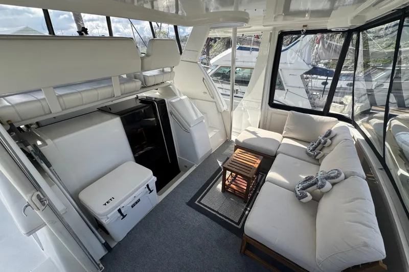 Slide: The Image of Luxurious interior of 2001 Carver 356 Motor Yacht with comfortable seating and modern amenities. - 3