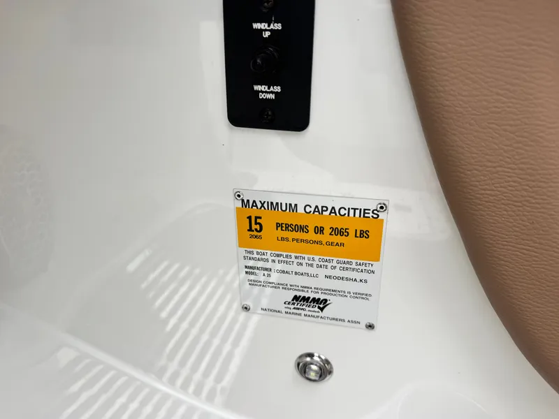 Slide: The Image of Cobalt A25 2014 boat capacity: 15 persons or 2065 lbs. - 16