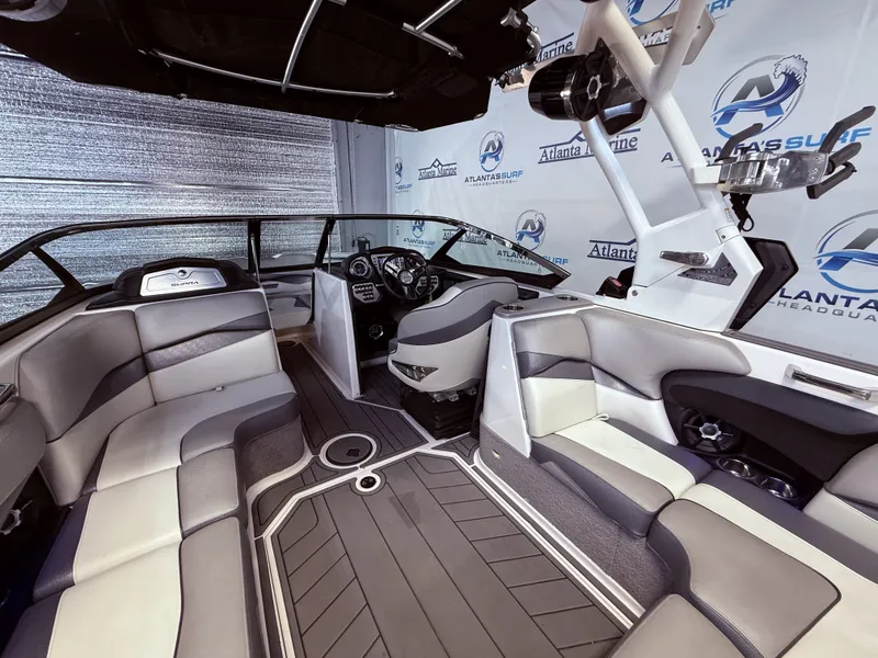 Slide: The Image of Interior of a 2014 Supra SC350 boat with luxurious seating. - 17