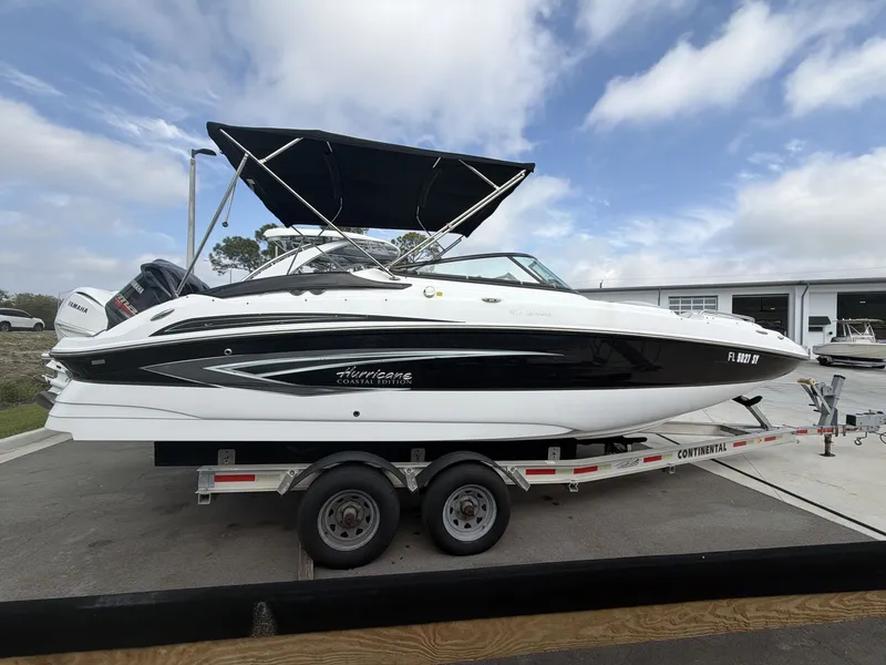 Slide: The Image of 2020 Hurricane 2400 SD boat on trailer, side view. - 8