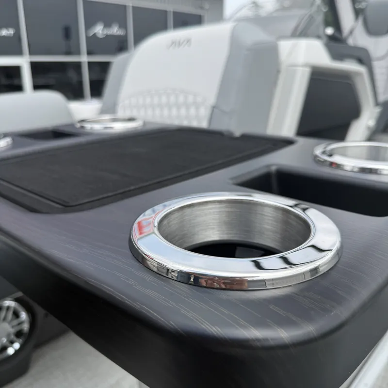 Slide: The Image of Close-up of Avalon QLS25T Excalibur 2026 with stainless steel cup holders. - 25