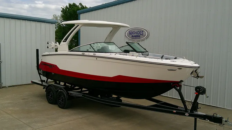 Slide: The Image of 2026 Chaparral GTS 28 boat on trailer at Nichols Marine. - 3