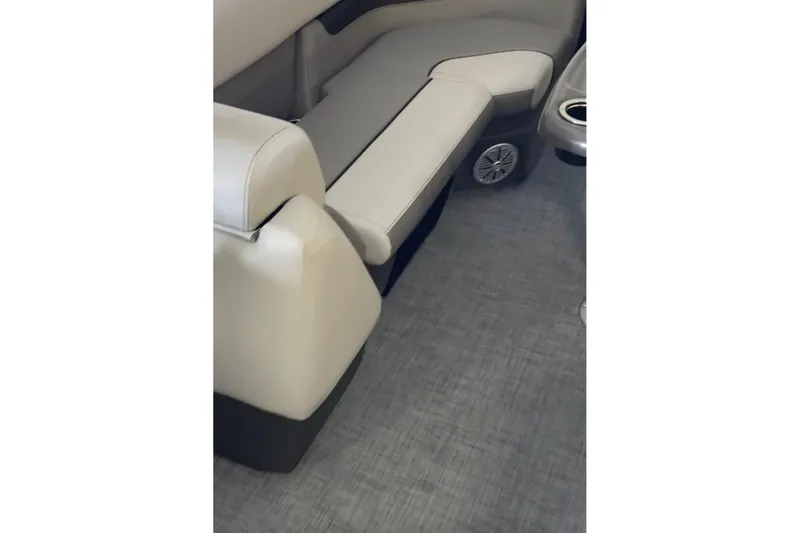 Slide: The Image of Interior seating of 2026 Princecraft Vectra 23 QL pontoon boat, featuring sleek design and comfort. - 12