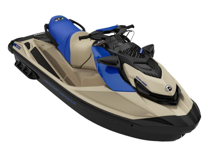 The Image of 2026 Sea-Doo Wake 170 jet ski in blue and beige. - 0