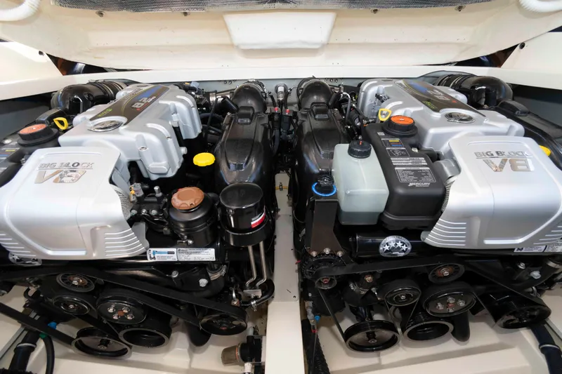 Slide: The Image of Twin V8 engines in a 2020 Chris-Craft Corsair 34 boat, showcasing powerful performance. - 19
