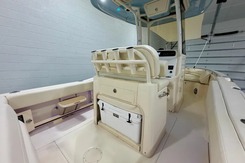 Slide: The Image of 2023 Grady-White Fisherman 257 boat interior with seating and storage features. - 18