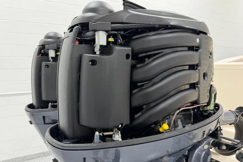 Slide: The Image of 2023 Grady-White Fisherman 257 boat engine, detailed view of components. - 37