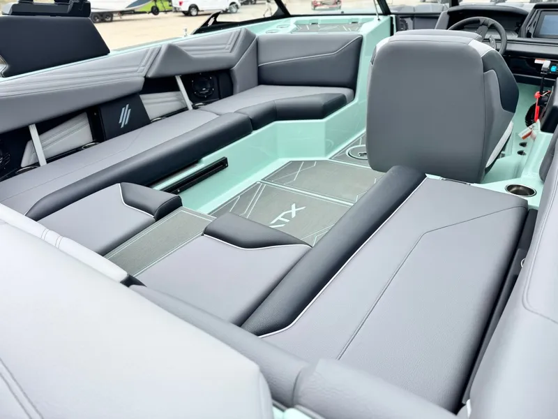 Slide: The Image of Interior of 2026 ATX Surf Boats 22 Type-S with gray seating. - 10