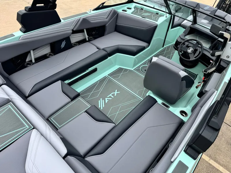 Slide: The Image of Interior of 2026 ATX Surf Boats 22 Type-S with modern seating. - 9