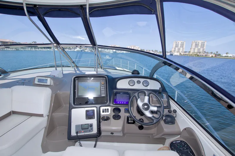 Slide: The Image of Cockpit view of 2008 Cruisers Yachts 420 Express on a sunny day. - 30