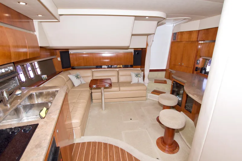 Slide: The Image of Luxurious interior of 2008 Cruisers Yachts 420 Express with leather seating and modern amenities. - 50