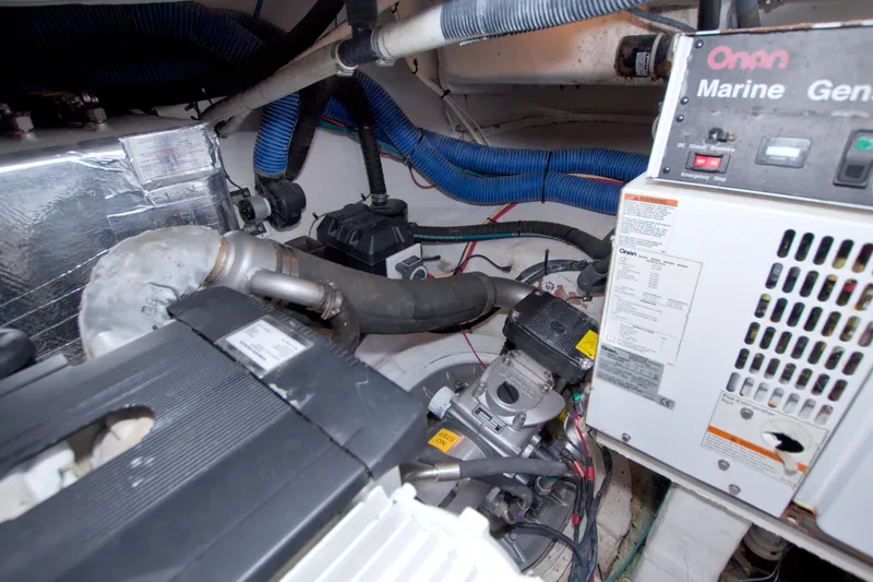 Slide: The Image of Engine room of 2008 Cruisers Yachts 420 Express with Onan marine generator. - 67